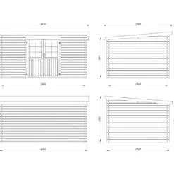Casetta in Legno Impregnato 406x292 cm Blockhouse 28 mm Porta Doppia