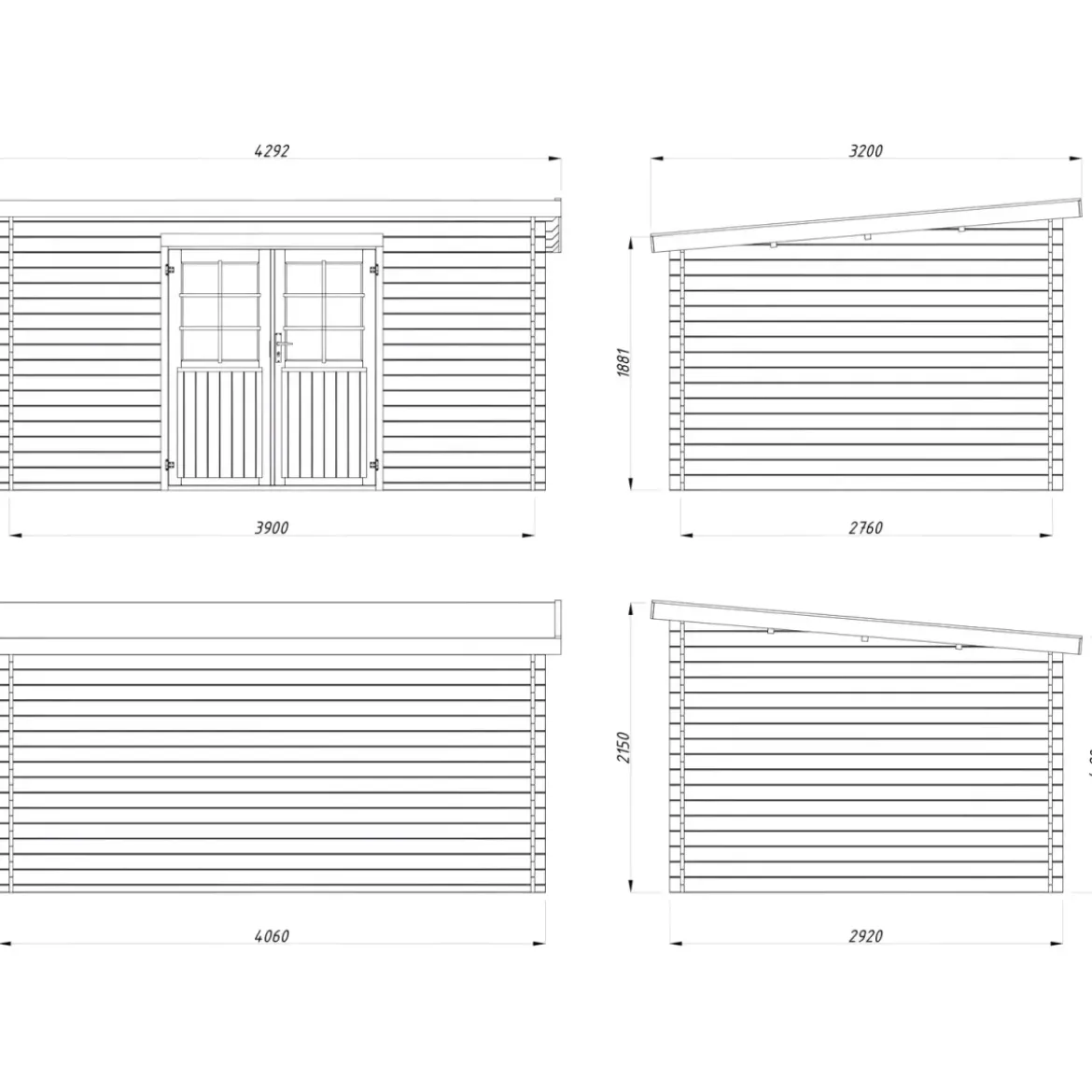 Casetta in Legno Impregnato 406x292 cm Blockhouse 28 mm Porta Doppia