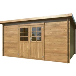 Casetta in Legno Impregnato 406x292 cm Blockhouse 28 mm Porta Doppia