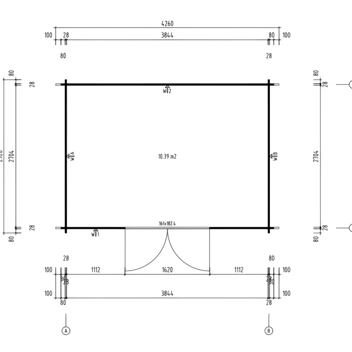 Casetta in Legno Impregnato 406x292 cm Blockhouse 28 mm Porta Doppia