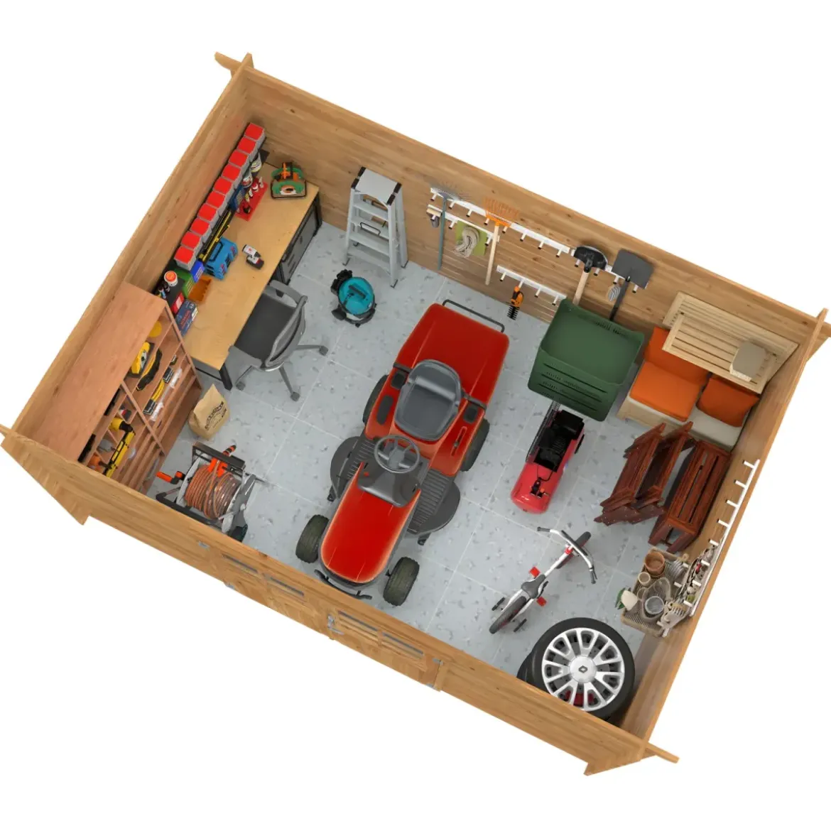 Casetta in Legno Impregnato 406x292 cm Blockhouse 28 mm Porta Doppia