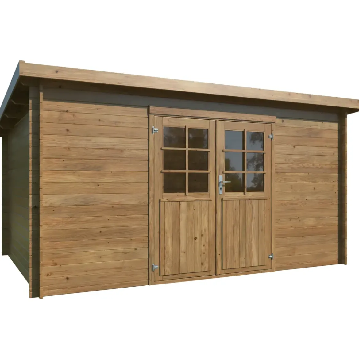 Casetta in Legno Impregnato 406x292 cm Blockhouse 28 mm Porta Doppia