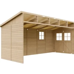 Casetta in Legno 17 mm da Giardino 2x5 m con Pavimento Addossata 10 m2