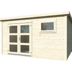 Casetta in Legno 28 mm 385x282 cm Blockhouse Porta Doppia Finestra