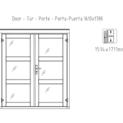 Casetta in Legno 28 mm 385x282 cm Blockhouse Porta Doppia Finestra