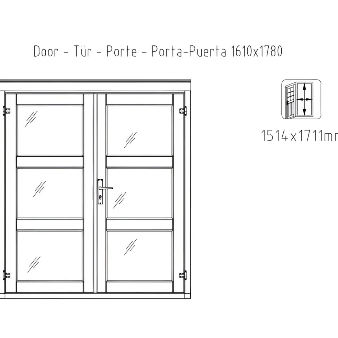 Casetta in Legno 28 mm 385x282 cm Blockhouse Porta Doppia Finestra