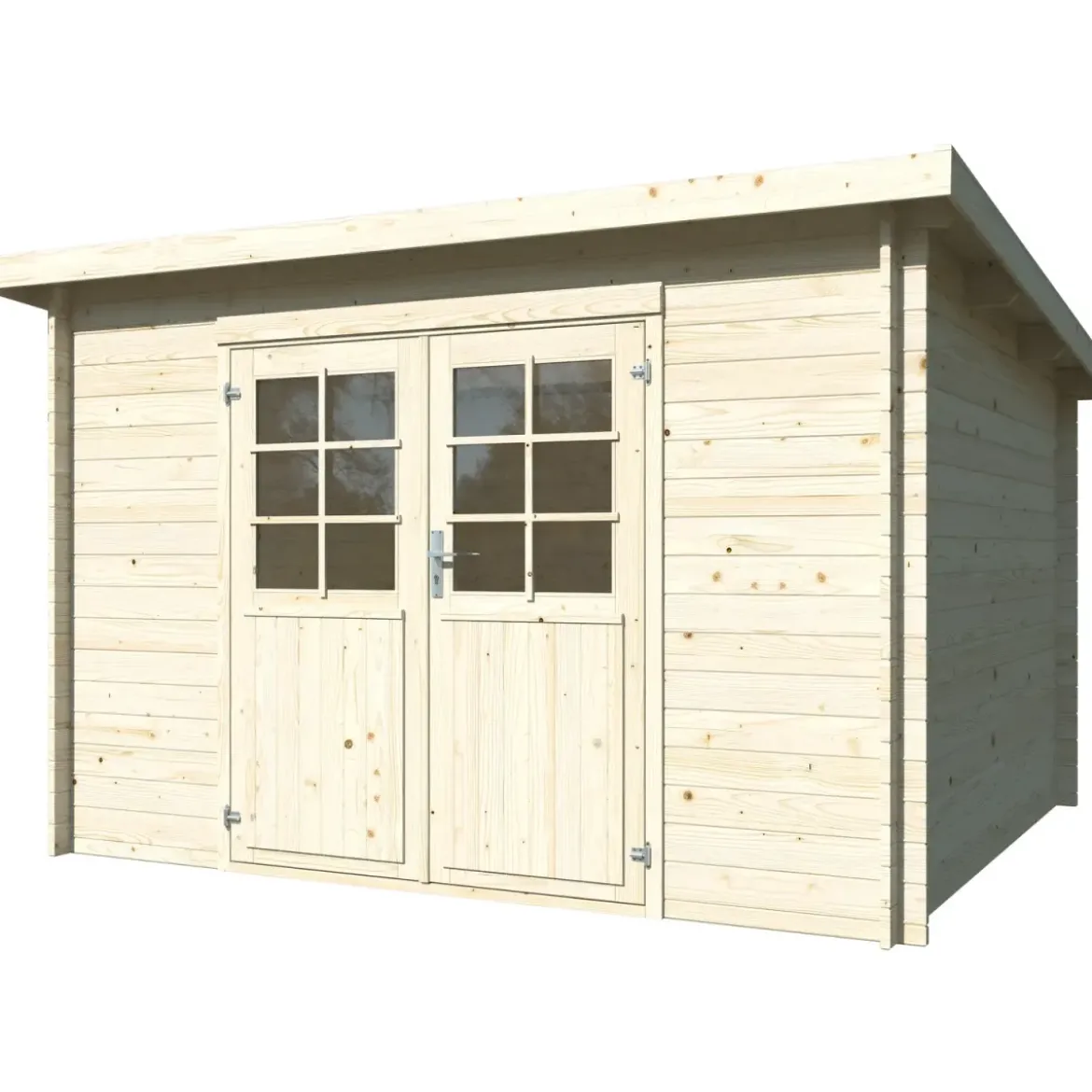 Casetta in Legno Naturale 28 mm 322x292 cm Blockhouse Doppia Porta