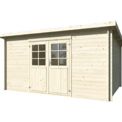 Casetta in Legno Naturale 28 mm 406x292 cm Blockhouse Doppia Porta