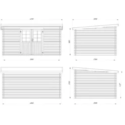 Casetta in Legno Naturale 28 mm 406x292 cm Blockhouse Doppia Porta