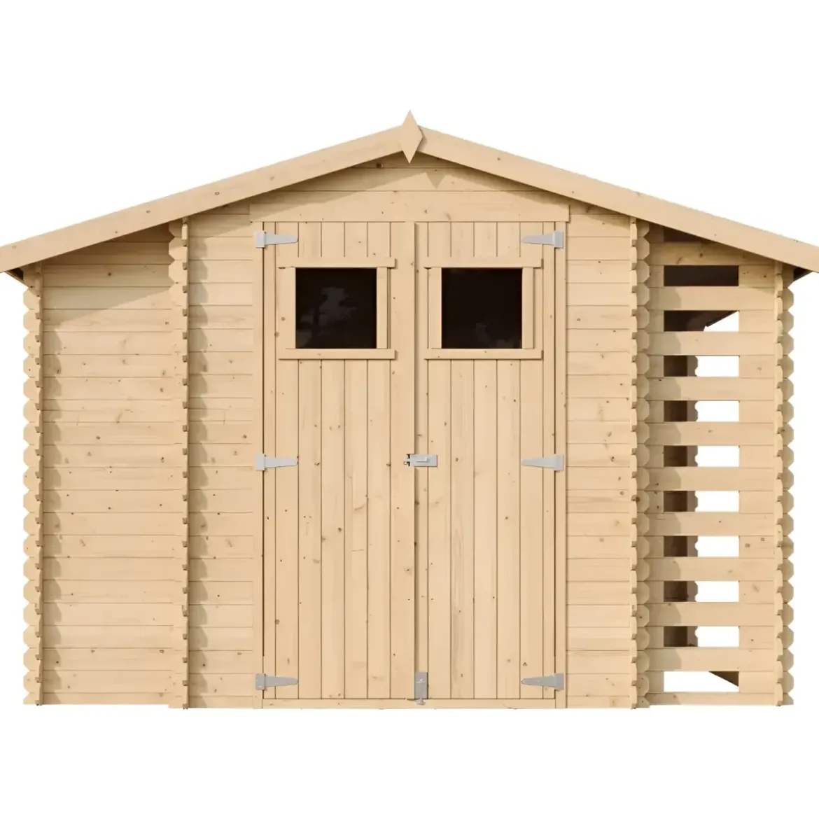 Casetta in Legno Timbela a Pannelli 19 mm Box con Legnaia Laterale