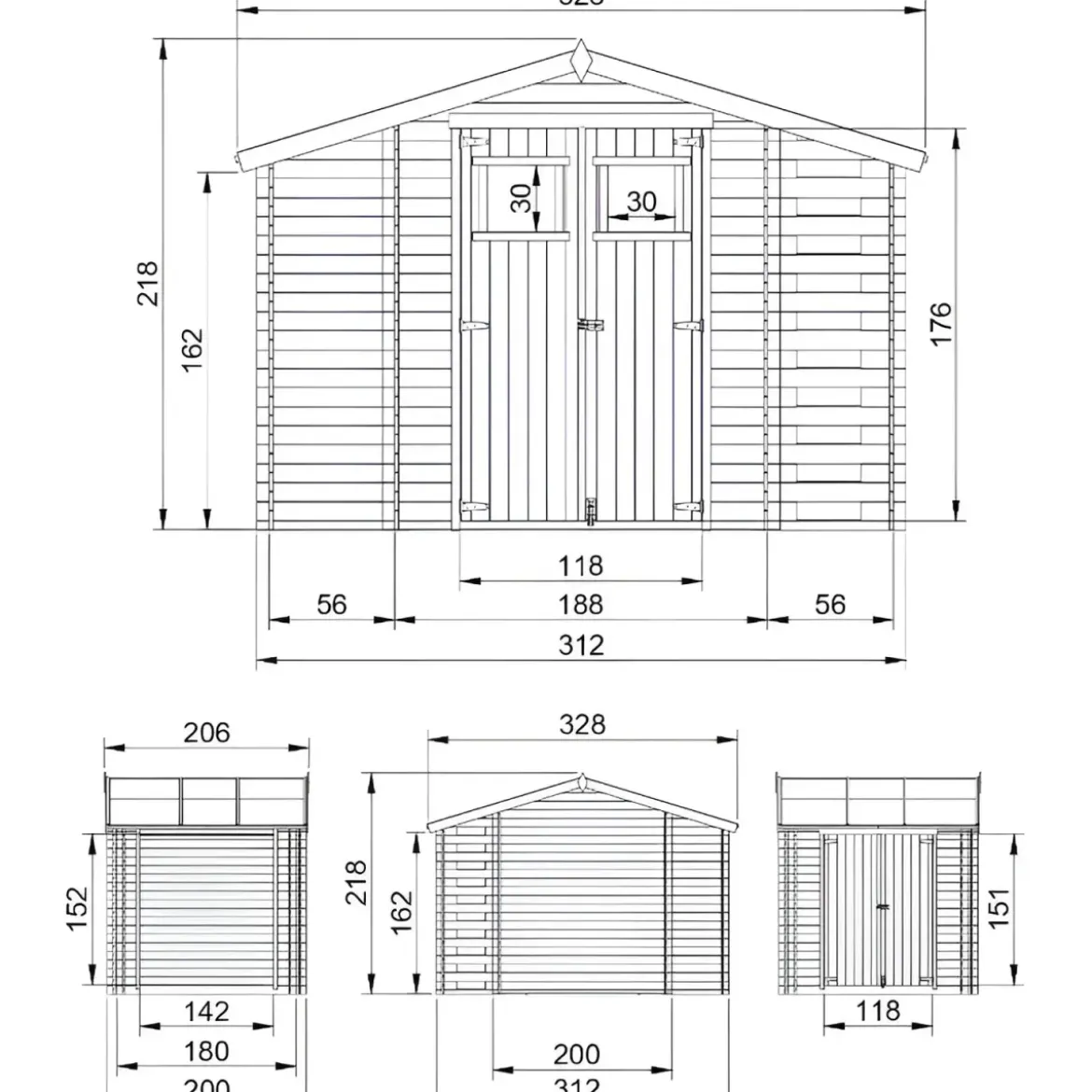 Casetta in Legno Timbela a Pannelli 19 mm Box con Legnaia Laterale