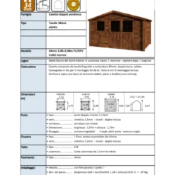 Casetta in Legno Trattato da Giardino 4x3 Doppia Porta Block-House 34mm