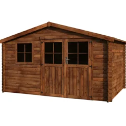 Casetta in Legno Trattato da Giardino 4x3 Doppia Porta Block-House 34mm