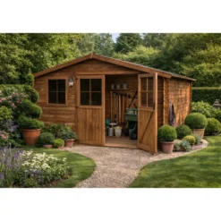 Casetta in Legno Trattato 34mm da Giardino 4x4 Doppia Porta Block-House