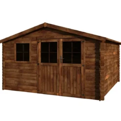Casetta in Legno Trattato 34mm da Giardino 4x4 Doppia Porta Block-House