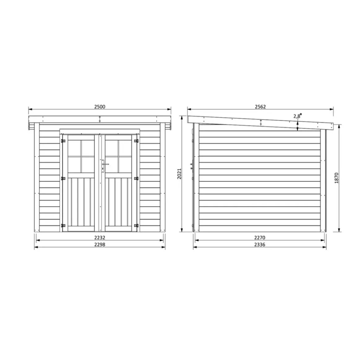 Casetta in Legno 250x250 a Pannelli 19 mm Ricovero Attrezzi Giardino