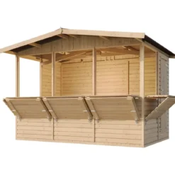 Casetta in Legno 3x2 Chiosco a Pannelli con Finestre da Spiaggia per Bar