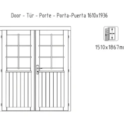 Casetta in Legno 500x445 cm Blockhouse 40 mm Doppia Porta Finestra