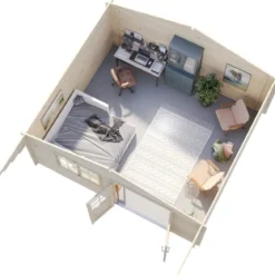 Casetta in Legno 500x445 cm Blockhouse 40 mm Doppia Porta Finestra