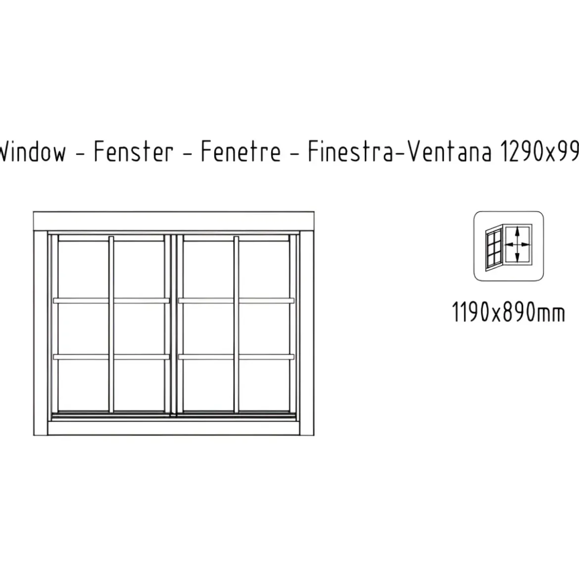 Casetta in Legno 500x445 cm Blockhouse 40 mm Doppia Porta Finestra