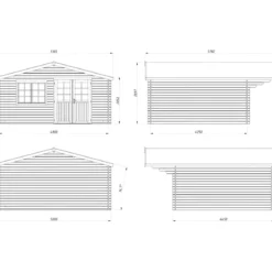 Casetta in Legno 500x445 cm Blockhouse 40 mm Doppia Porta Finestra