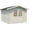 Casetta in Legno 276x330 cm Blockhouse 28 mm Doppia Porta Finestrata