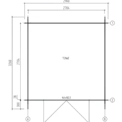 Casetta in Legno 276x330 cm Blockhouse 28 mm Doppia Porta Finestrata