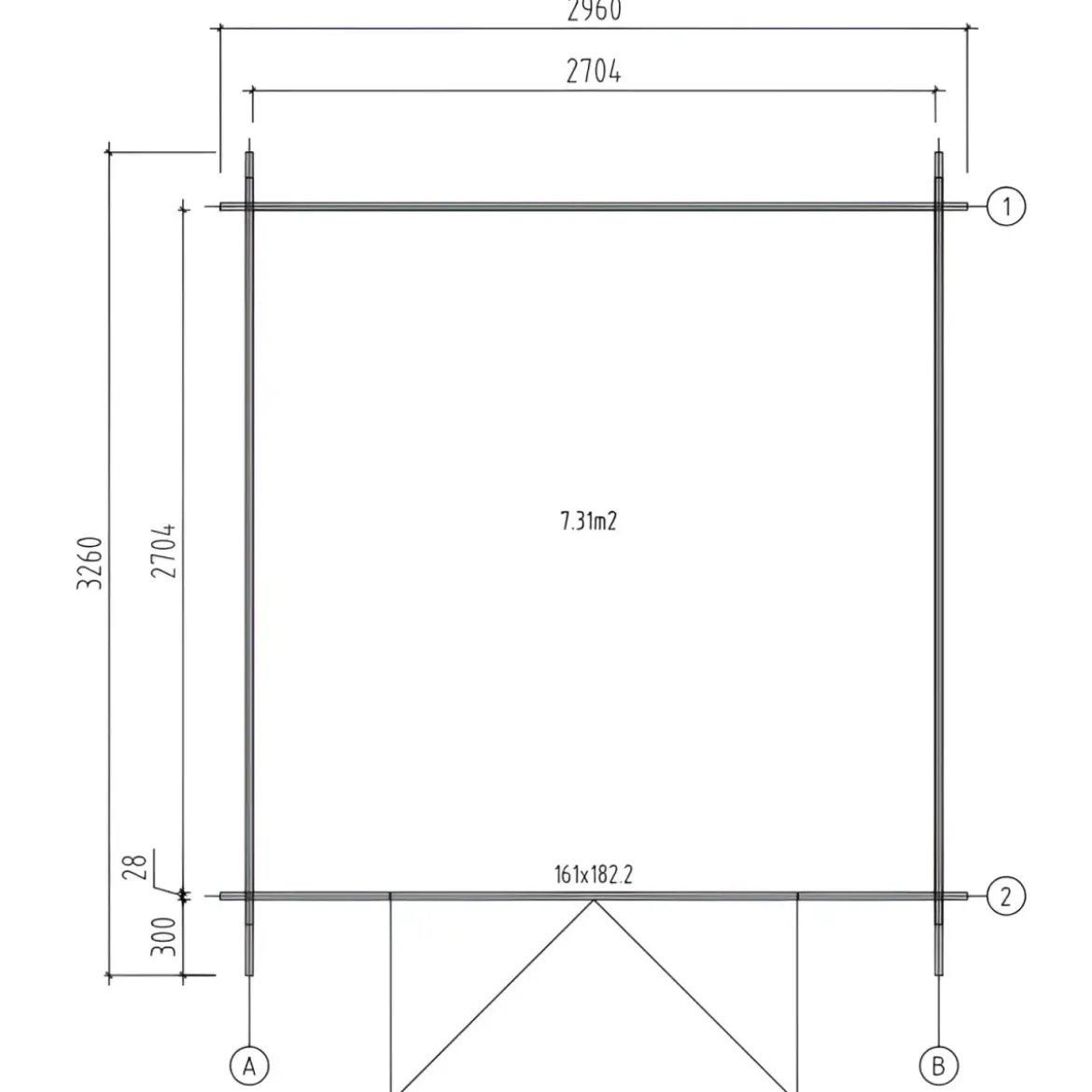 Casetta in Legno 276x330 cm Blockhouse 28 mm Doppia Porta Finestrata