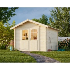 Casetta in Legno 276x330 cm Blockhouse 28 mm Doppia Porta Finestrata