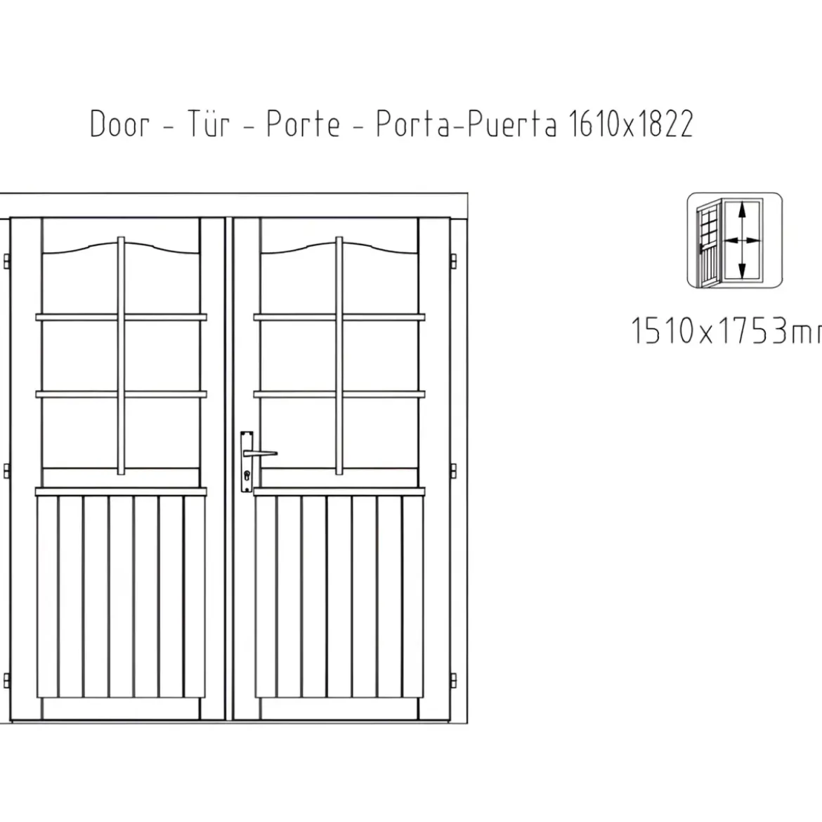 Casetta in Legno 276x330 cm Blockhouse 28 mm Doppia Porta Finestrata