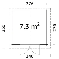 Casetta in Legno 276x330 cm Blockhouse 28 mm Doppia Porta Finestrata