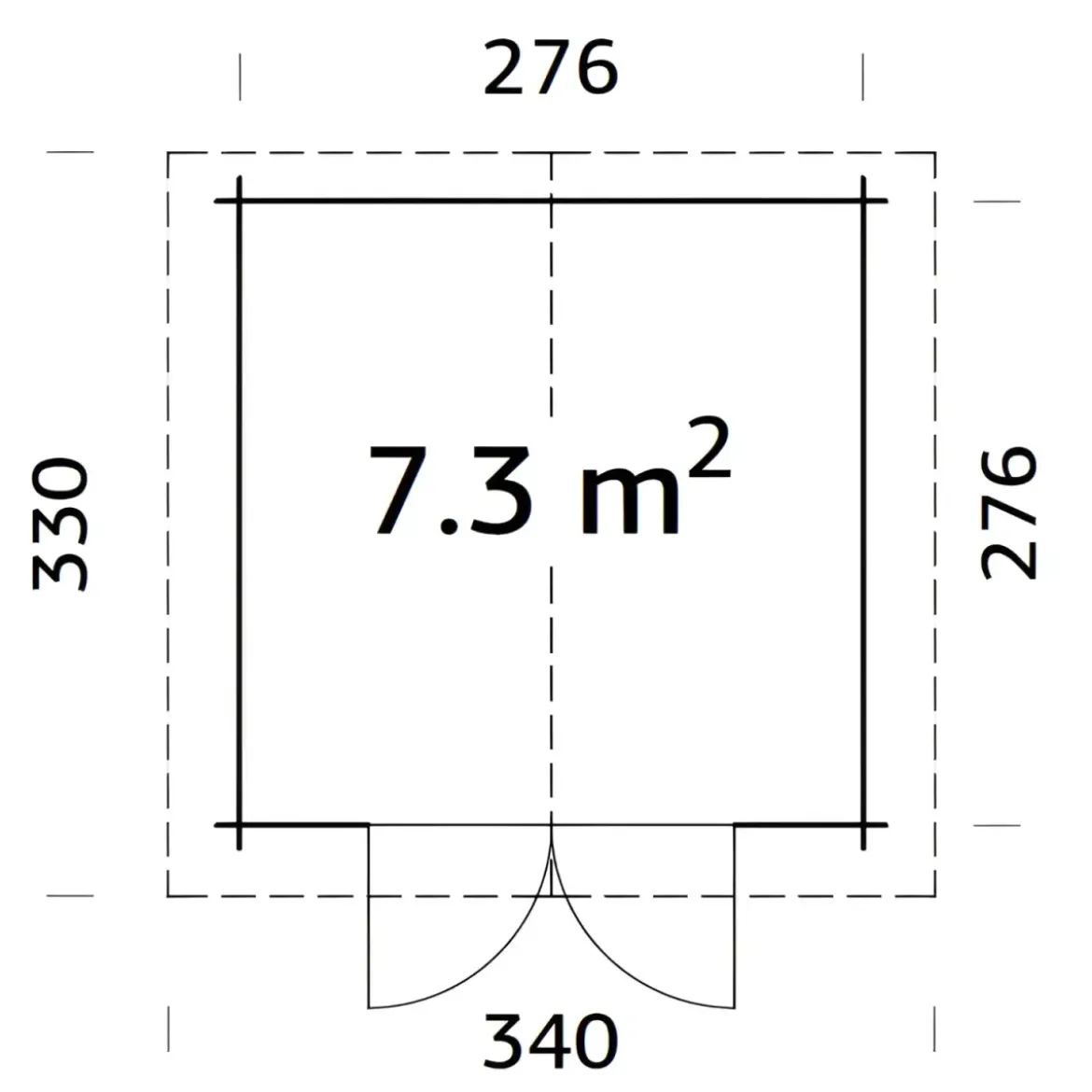 Casetta in Legno 276x330 cm Blockhouse 28 mm Doppia Porta Finestrata