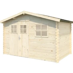 Casetta in Legno 320x205 cm Blockhouse 19 mm Porta Doppia Finestra