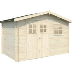 Casetta in Legno 320x205 cm Blockhouse 19 mm Porta Doppia Finestra