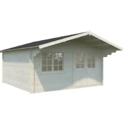 Casetta in Legno 446x446 cm Blockhouse 40 mm Doppia Porta Finestra