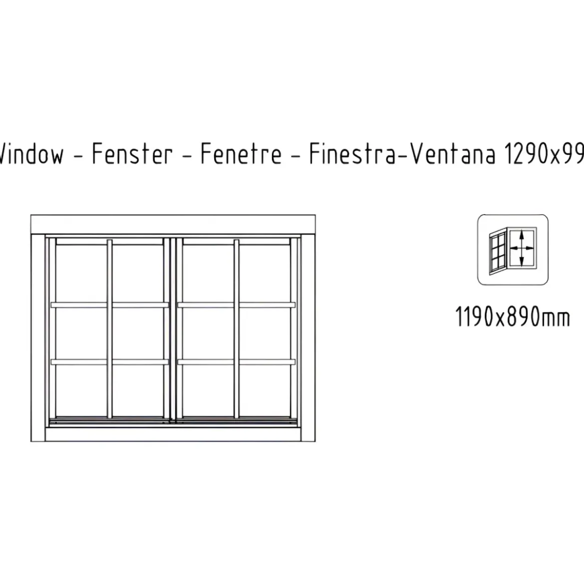 Casetta in Legno 446x446 cm Blockhouse 40 mm Doppia Porta Finestra