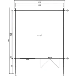 Casetta in Legno 446x446 cm Blockhouse 40 mm Doppia Porta Finestra