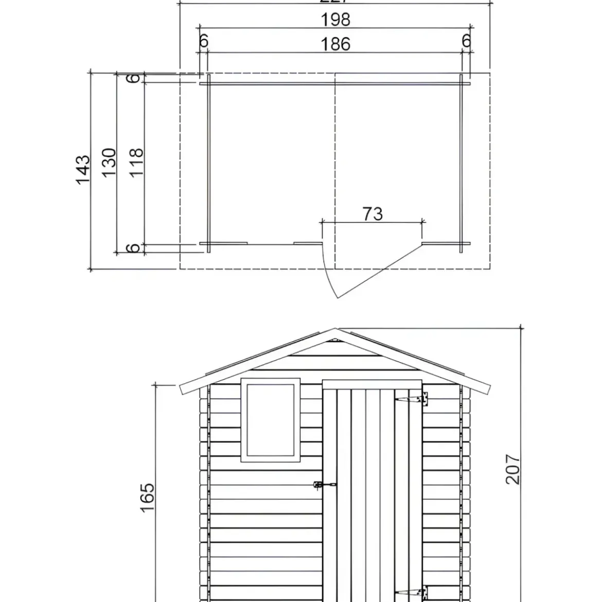 Casetta in Legno 2x1.3 con Pavimento Interno Rimessa per Attrezzi da Giardino