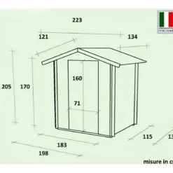 Casetta in Legno 2x1.3 con Pavimento Interno Rimessa per Attrezzi da Giardino