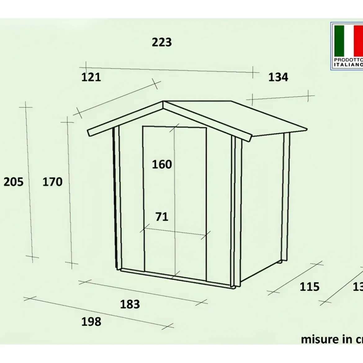 Casetta in Legno 2x1.3 con Pavimento Interno Rimessa per Attrezzi da Giardino
