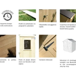 Casetta in Legno 2x2 da Esterno Giardino Capanno Porta Attrezzi Box Ricovero