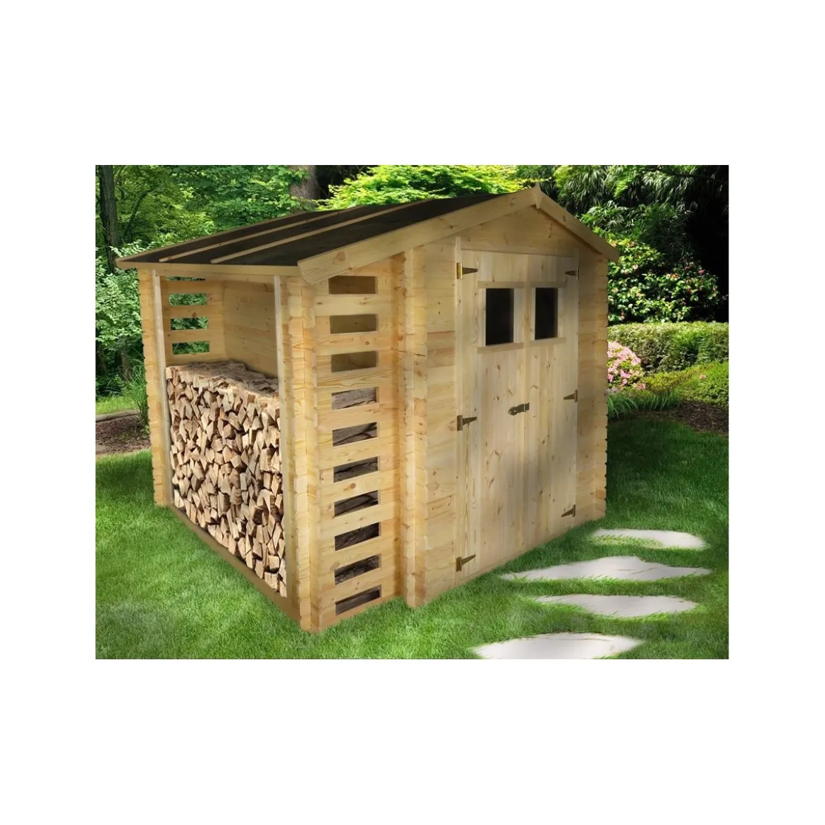 Casetta in Legno 2.5x2 Legnaia 19mm Giardino Esterno Attrezzi Blockhouse Rimessa