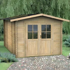 Casetta in Legno 2x1.8 25 mm con Pavimento Rimessa Porta Attrezzi da Giardino