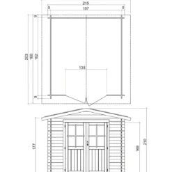 Casetta in Legno 2x1.8 25 mm con Pavimento Rimessa Porta Attrezzi da Giardino