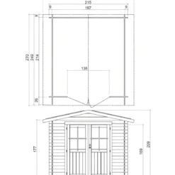 Casetta in Legno 2x2.5 25 mm con Pavimento Rimessa Porta Attrezzi da Giardino