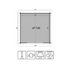 Casetta in Legno 3x3 28 mm da Giardino Rimessa per Attrezzi Blockhouse
