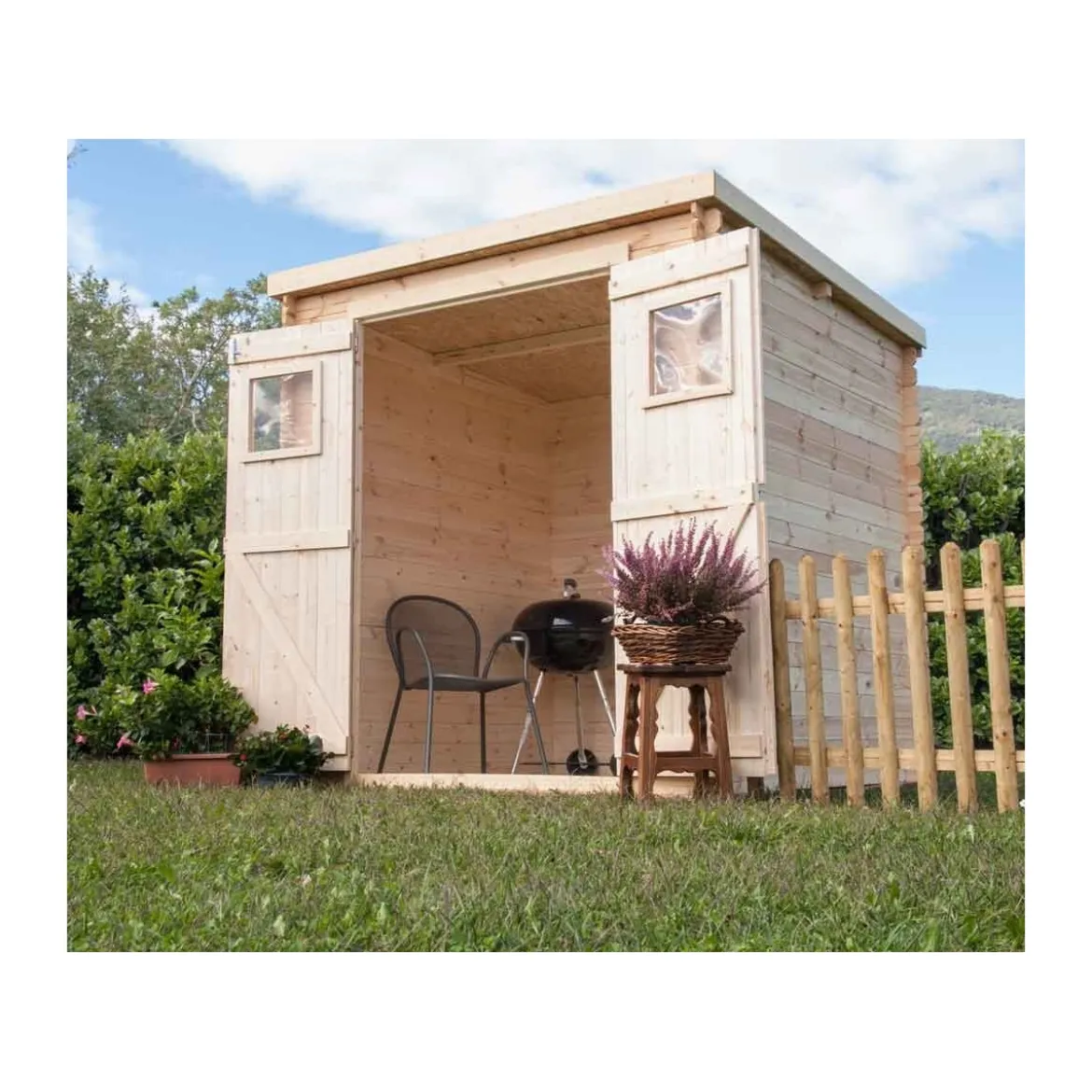 Casetta in Legno 2x2 19 mm Giardino Armadio Esterno Attrezzi Blockhouse Rimessa