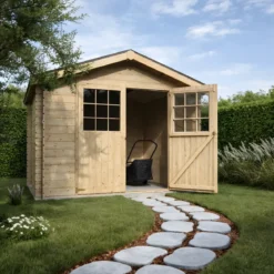 Casetta in Legno 3x3 mt 28 mm Block House Moderna Porta Attrezzi da Giardino