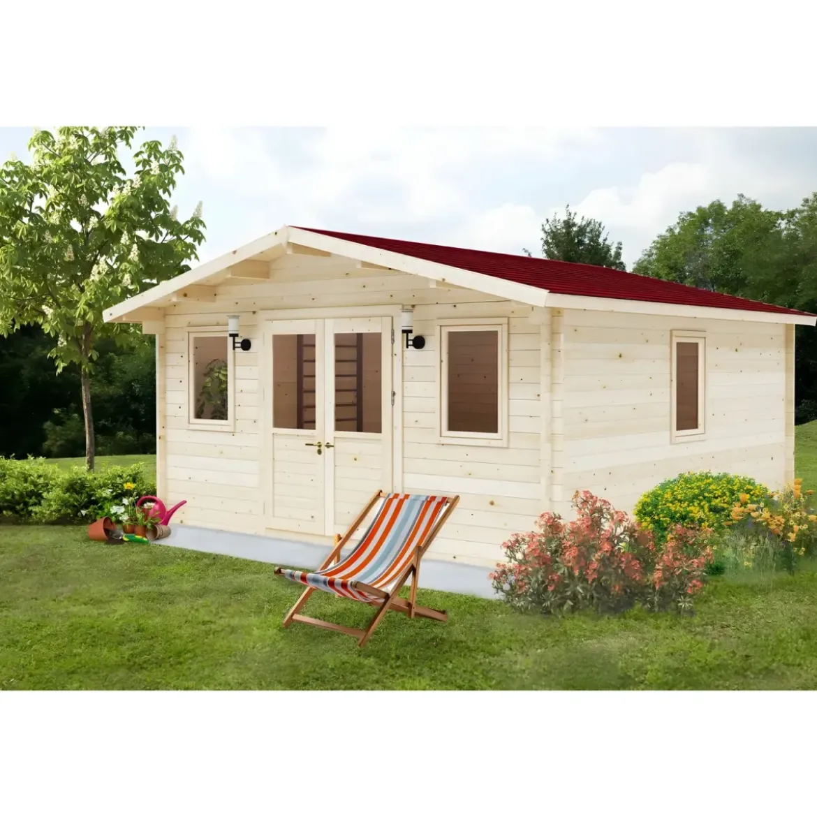 Casetta in Legno 5x5 mt 44 mm Rimessa Attrezzi Blockhouse da Giardino