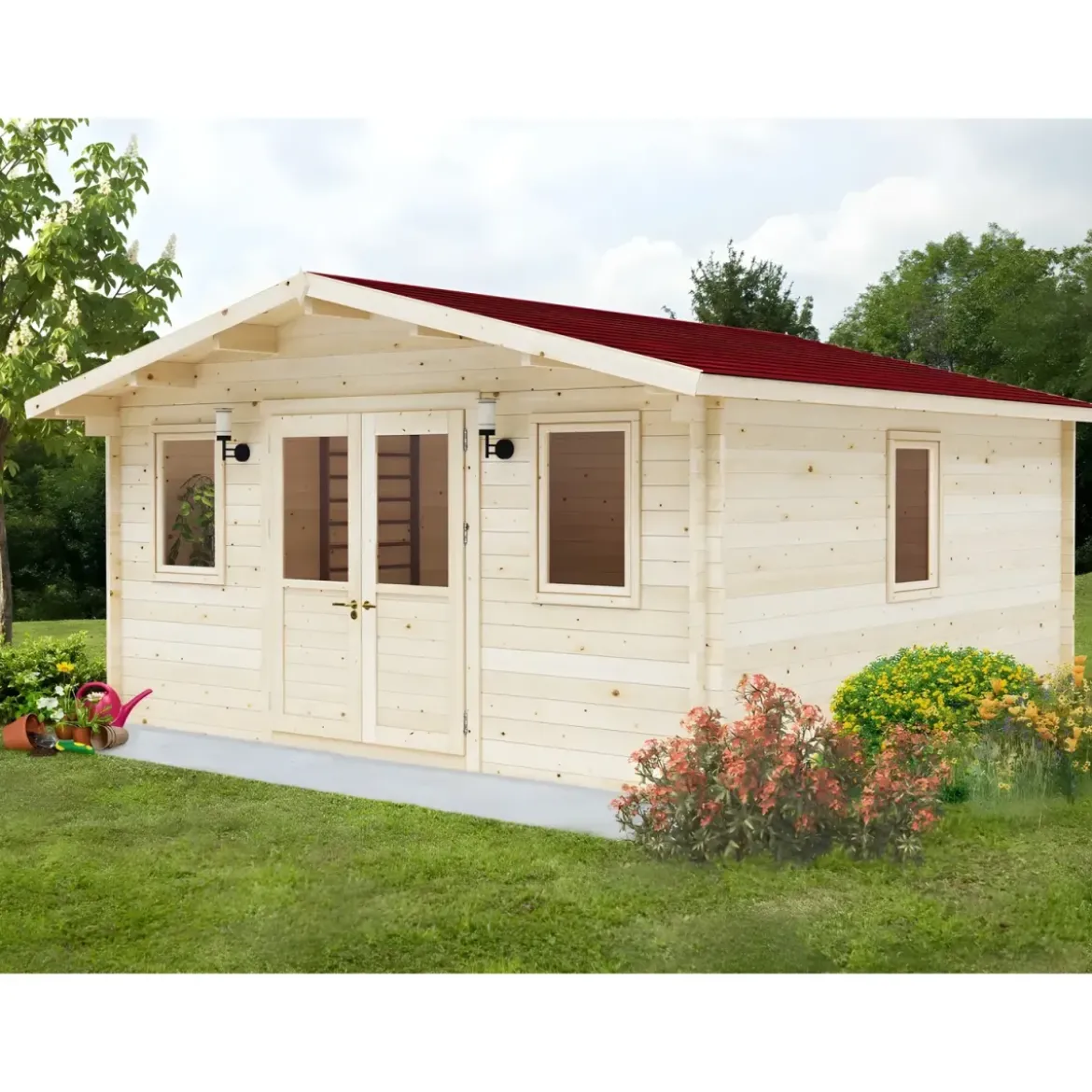 Casetta in Legno 5x5 mt 44 mm Rimessa Attrezzi Blockhouse da Giardino